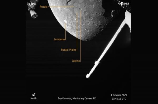 Космический аппарат BepiColombo передал на Землю первый снимок поверхности Меркурия